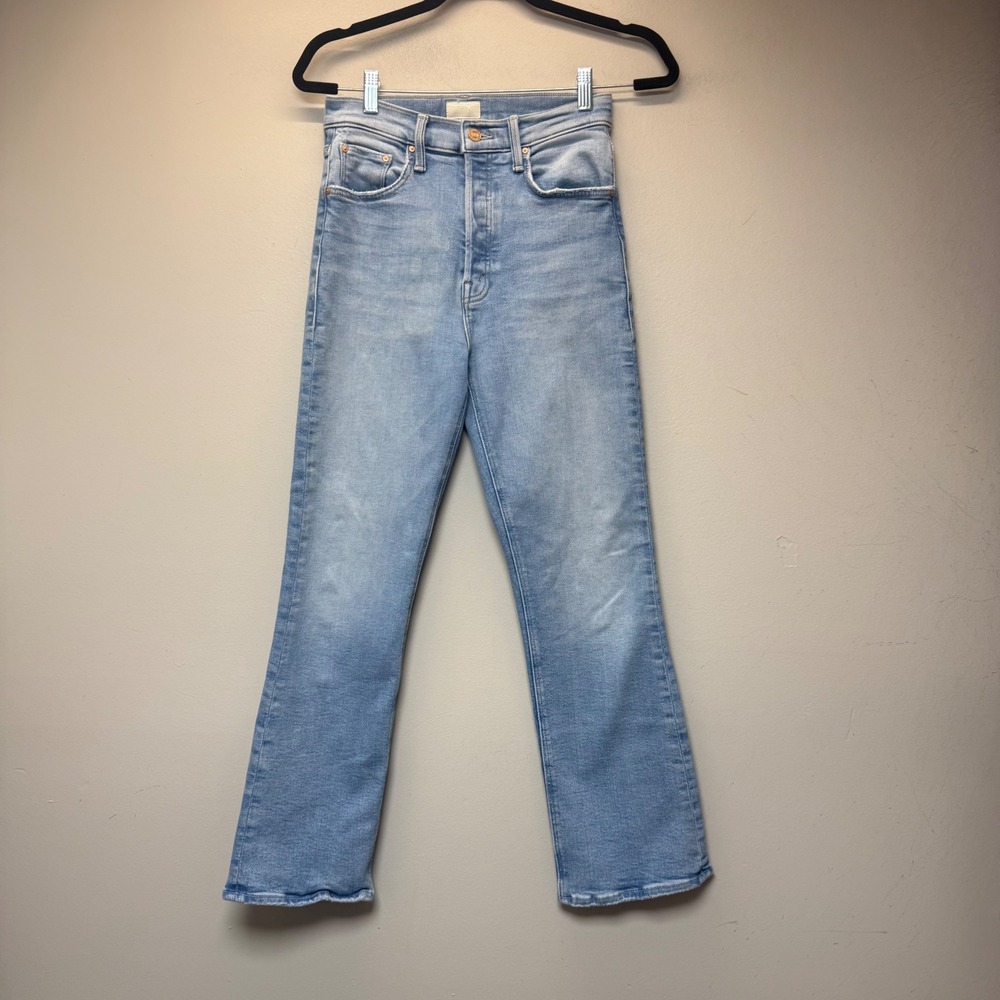 MOTHER The Tripper Ankle Womens 25 Cat Daddy Light Blue Excellent Raw Hem Jeans